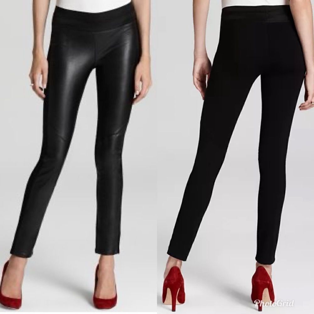 Revolve Paige Paloma Leather Front Panel Moto Knit Leggings Pants